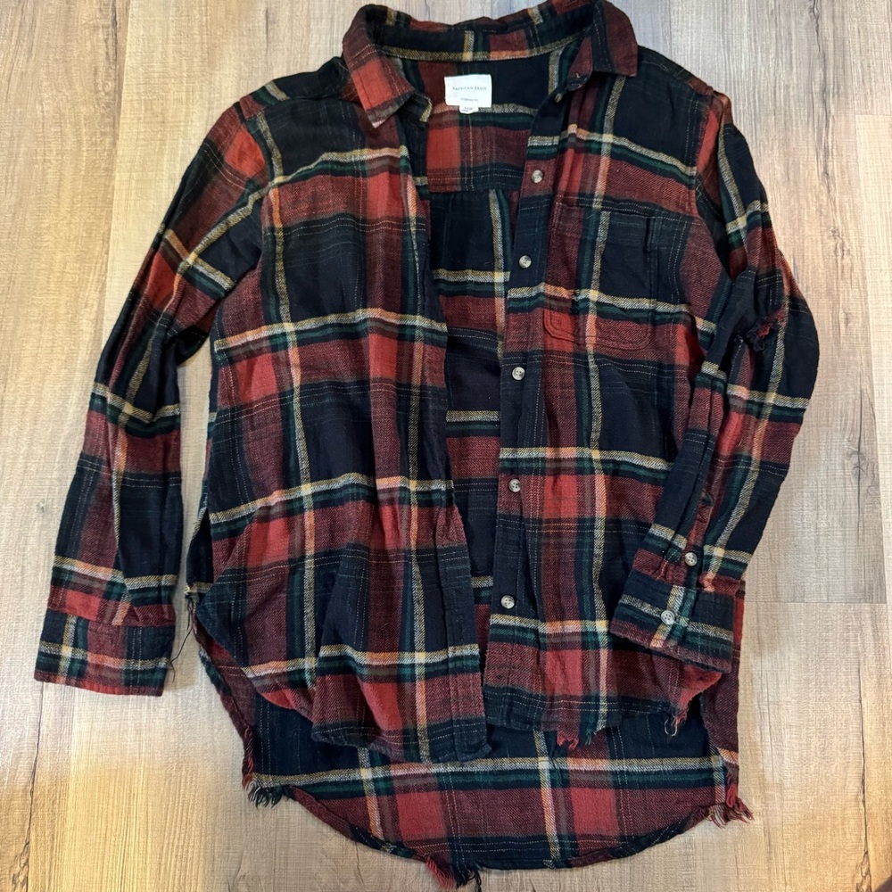 American Eagle Distressed Oversized Flannel